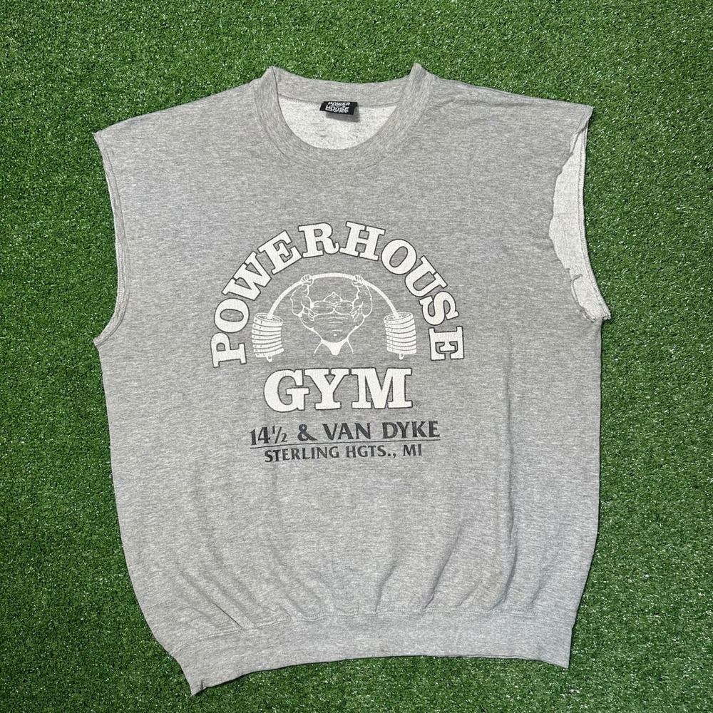 Vintage 90s‎ Powerhouse Gym Cutoff Sweatshirt Made in USAA Mens XL - Picture 11 of 16